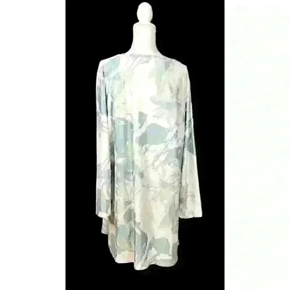 NWT LILY by FIRMIANA Woman FLORAL Tunic SOFT COLORS Top/Dress LONG Sleeve siz 4x - Picture 4 of 5